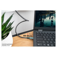 GoodConnections USB-C 2.0 (ST-ST) 3m Anschlusskabel Textilmantel 240W Anthrazit