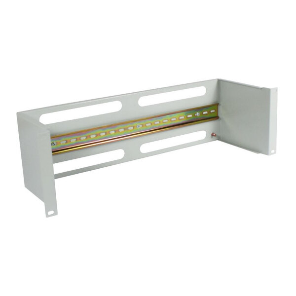 ALLNET Gerätehalter für Hutschiene/DIN-Rail Geräte T150mm/3HE Lichtgrau Frontmontage