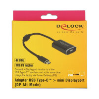 USB C > Adapter Displayport Mini Buchse (4K 60Hz) + 1 x USB C PD Delock