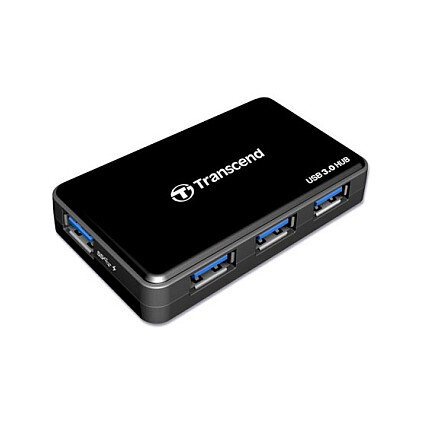 USB3.0 HUB 4Port Transcend HUB3 SuperSpeed aktiv mit Netzteil Black