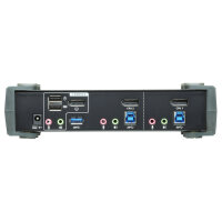 KVM Desktop Switch 2-Port USB 3.1 Gen 1 4K DisplayPort 1.2 KVMP™ Switch with Audio (KVM cables included) ATEN