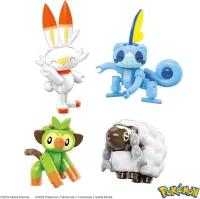 MEGA Pokémon Trainerteam - Pikachu, Bisasam, Glumanda, Schiggy, Hopplo, Chimpep, Memmeon und Wolly und 8 Pokébällen zum Ausstellen, für Kinder ab 6 Jahren, HTJ75