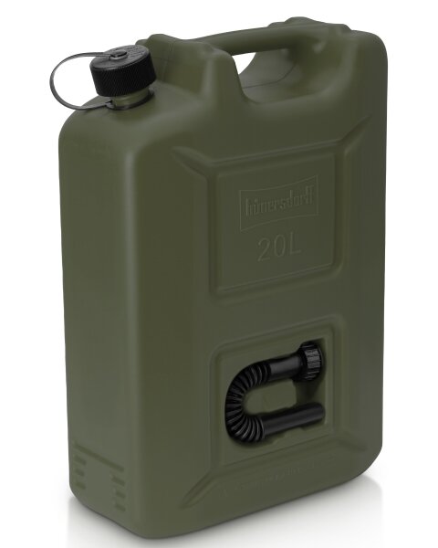 hünersdorff 802010 Kraftstoff-Kanister Profi 20L für Benzin, Diesel und Andere Gefahrgüter, Un-Zulassung, Made in Germany, TÜV-geprüfte Produktion, oliv, olivgrün